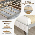 Letto matrimoniale grigio con piattaforma per 1-2 persone, con cassetti contenitori, luci LED e stazione di ricarica
