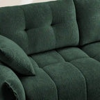 Divano a 2 posti in ciniglia, braccioli trapuntati, verde/blu/bianco/arancione bruciato
