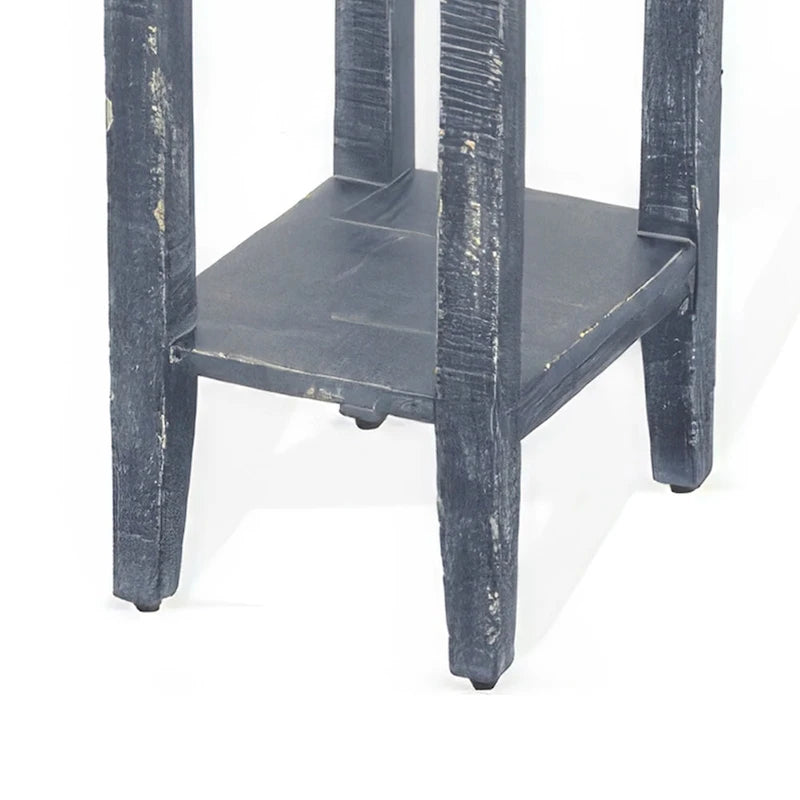 Table d'appoint avec tiroir et étagère, bois d'acajou bleu de 14 pouces