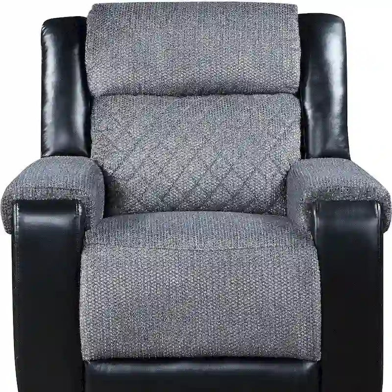 Fauteuil inclinable manuel de 39 pouces en similicuir noir et gris et tissu