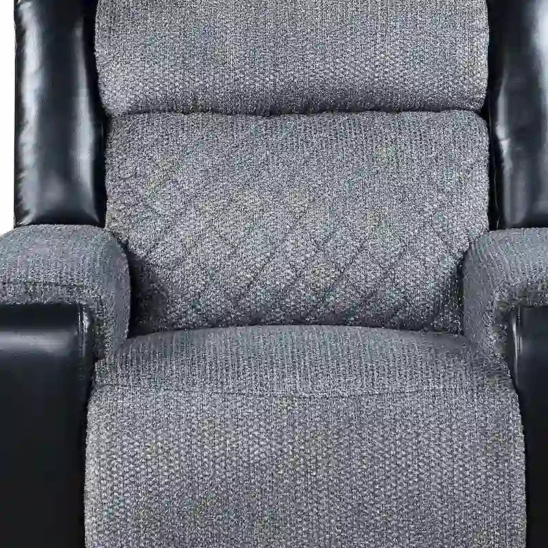 Fauteuil inclinable manuel de 39 pouces en similicuir noir et gris et tissu