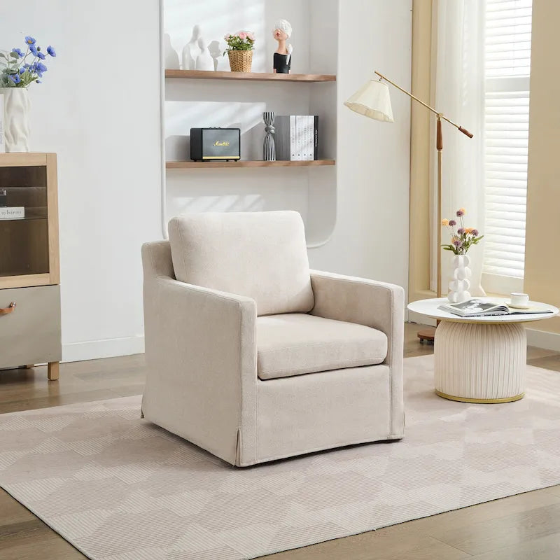 Fauteuil d'appoint pivotant rembourré en chenille