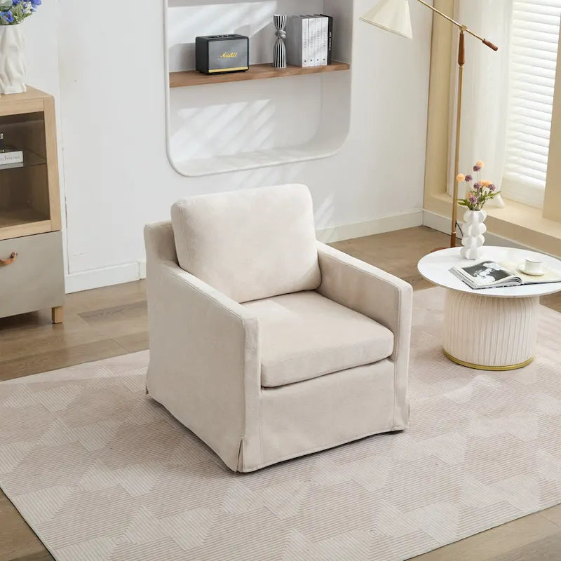 Fauteuil d'appoint pivotant rembourré en chenille