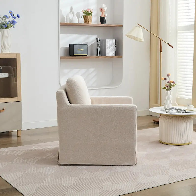 Fauteuil d'appoint pivotant rembourré en chenille
