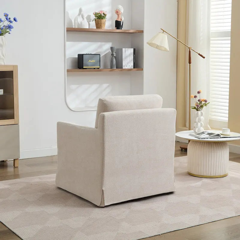 Fauteuil d'appoint pivotant rembourré en chenille