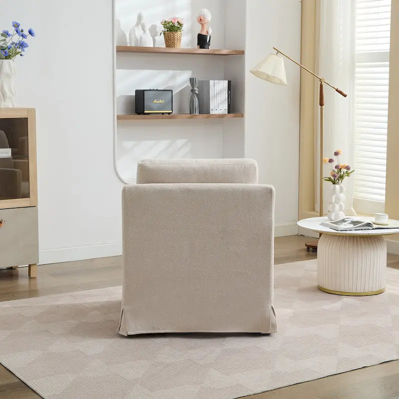 Fauteuil d'appoint pivotant rembourré en chenille