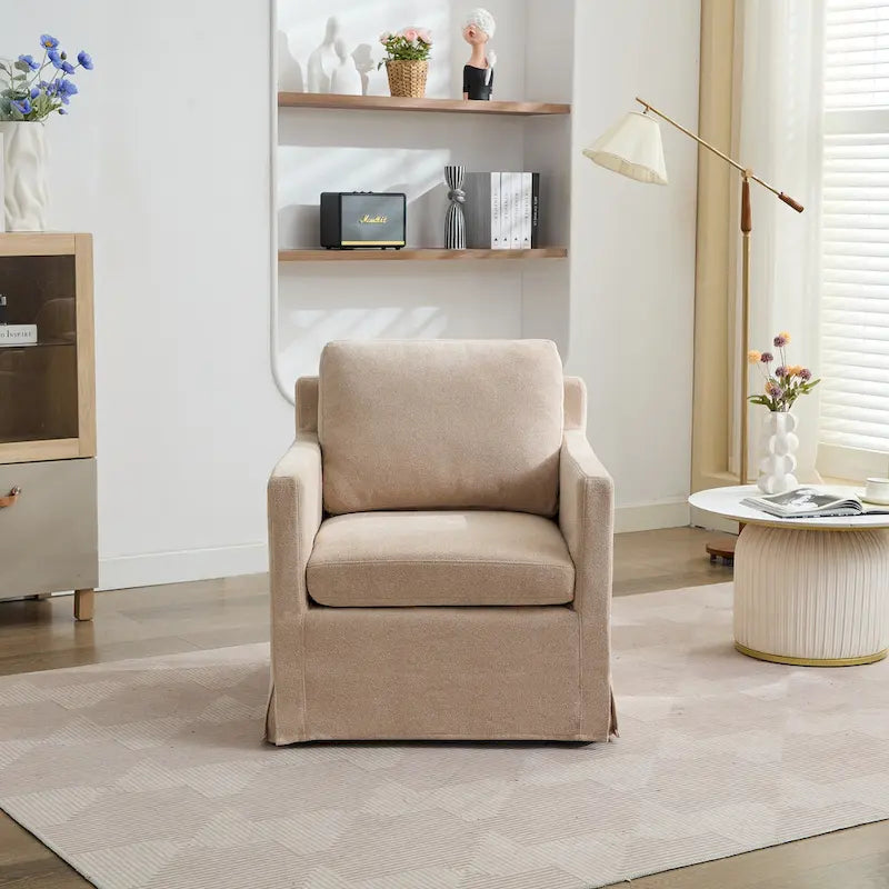 Fauteuil d'appoint pivotant rembourré en chenille