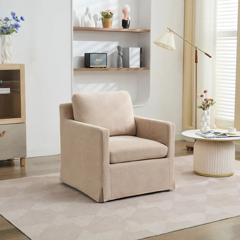 Fauteuil d'appoint pivotant rembourré en chenille