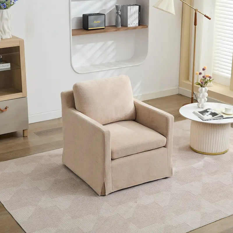 Fauteuil d'appoint pivotant rembourré en chenille