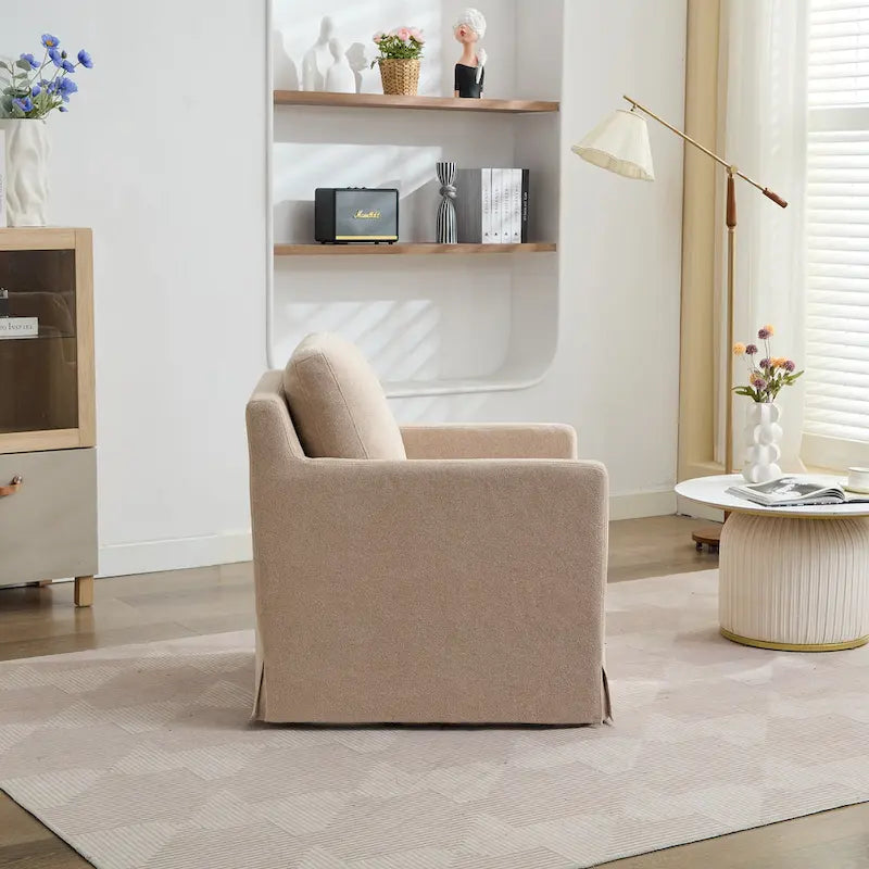 Fauteuil d'appoint pivotant rembourré en chenille