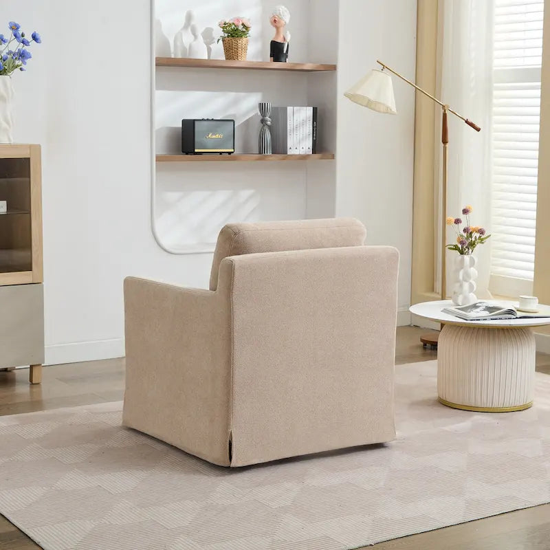 Fauteuil d'appoint pivotant rembourré en chenille