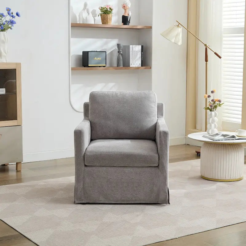 Fauteuil d'appoint pivotant rembourré en chenille