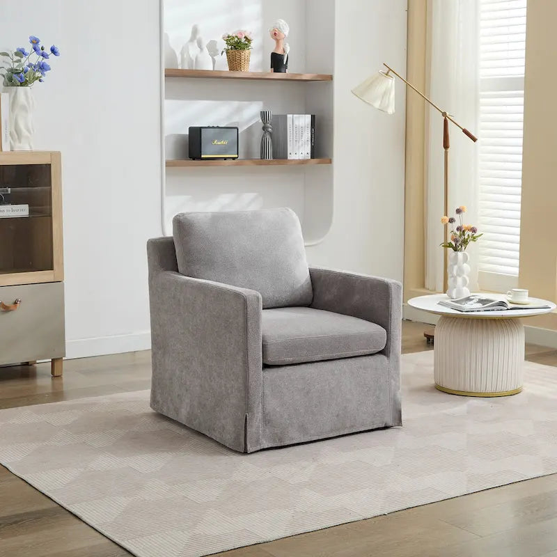 Fauteuil d'appoint pivotant rembourré en chenille