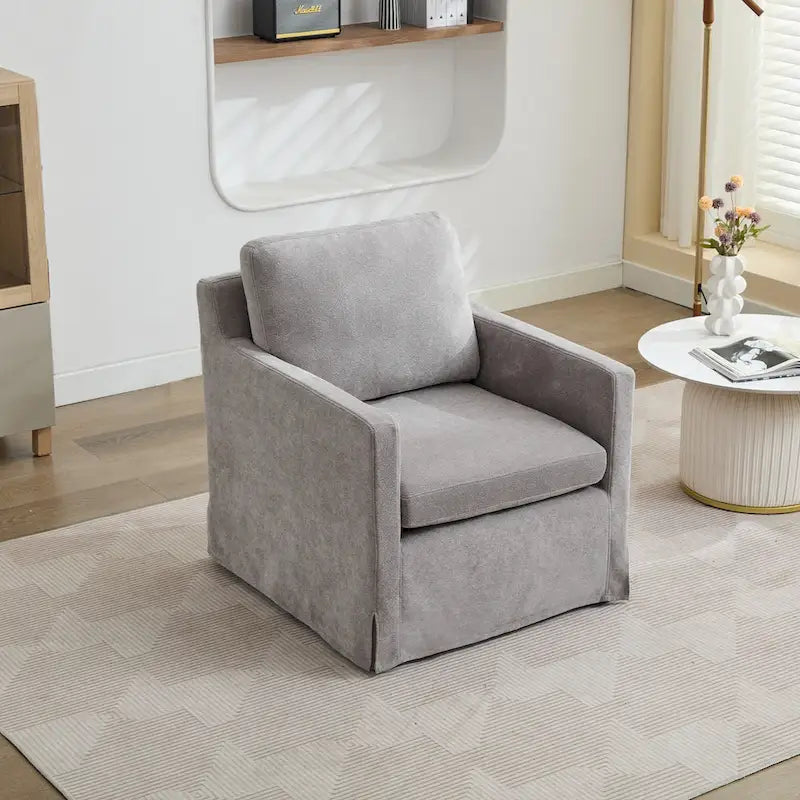 Fauteuil d'appoint pivotant rembourré en chenille