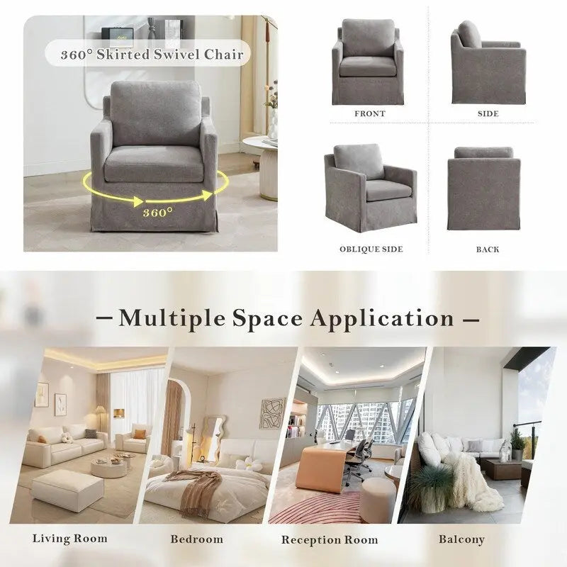 Fauteuil d'appoint pivotant rembourré en chenille
