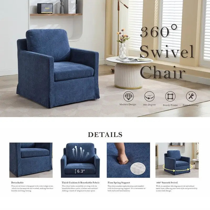Fauteuil d'appoint pivotant rembourré en chenille