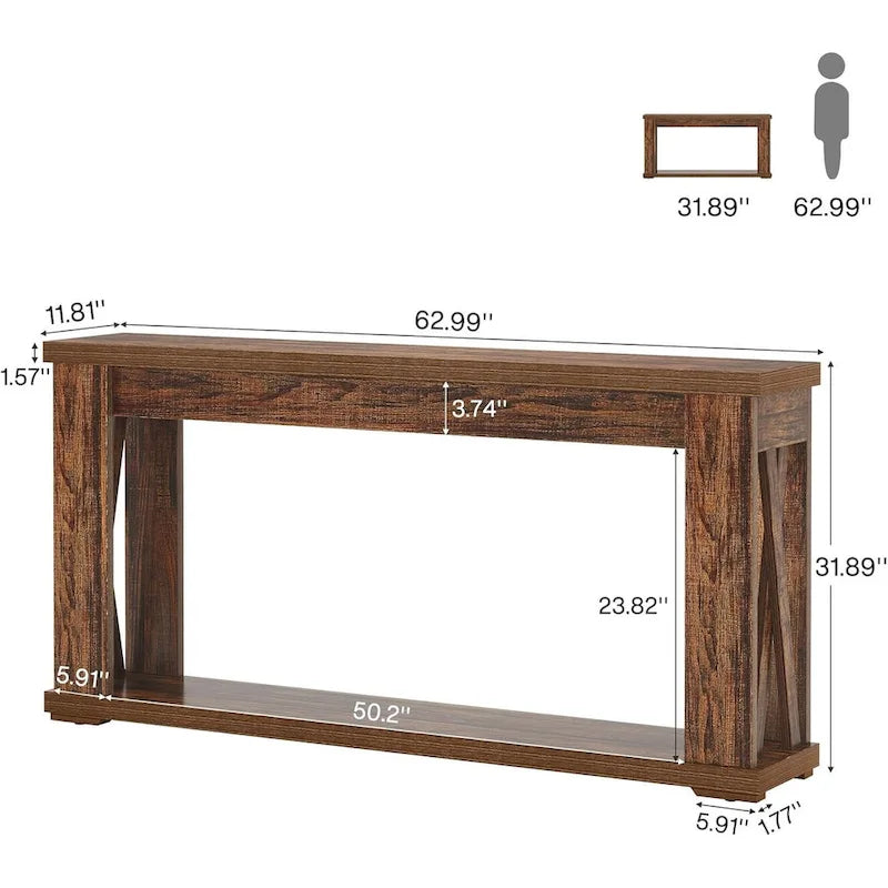 Table console de style ferme à 2 niveaux