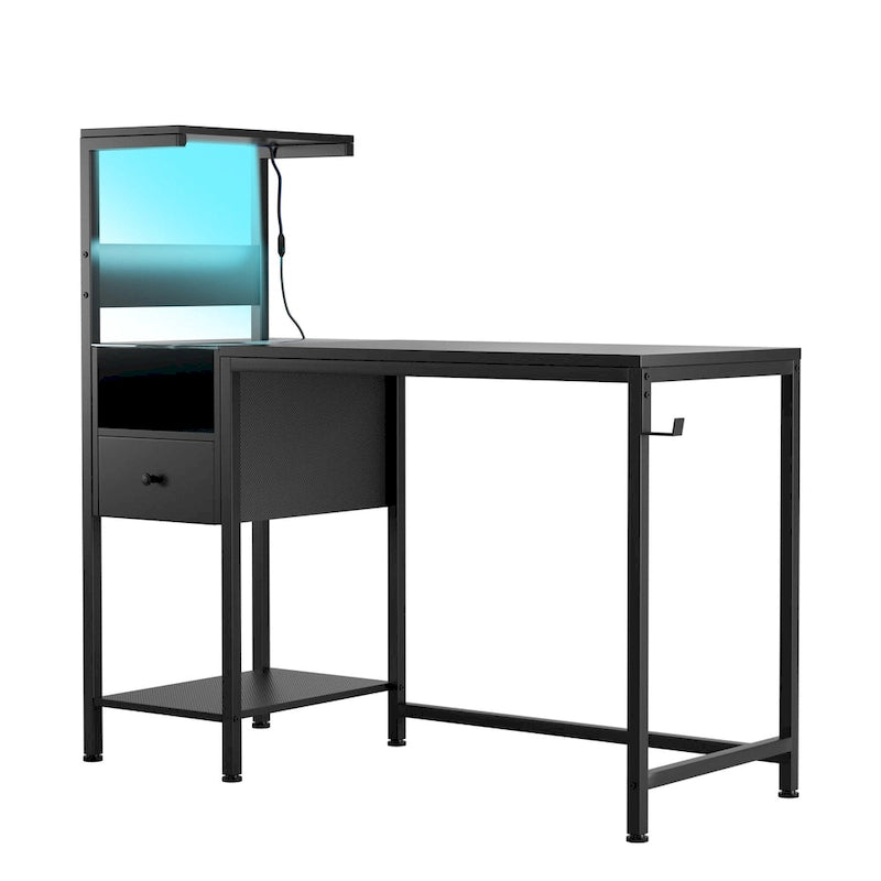 Computerbureau met stopcontact en opbergplanken