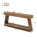 Consolle rustica marrone da fattoria, a 2 ripiani, 180 cm (L) x 30 cm (P) x 80 cm (A)