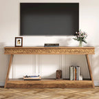 Consolle rustica marrone da fattoria, a 2 ripiani, 180 cm (L) x 30 cm (P) x 80 cm (A)
