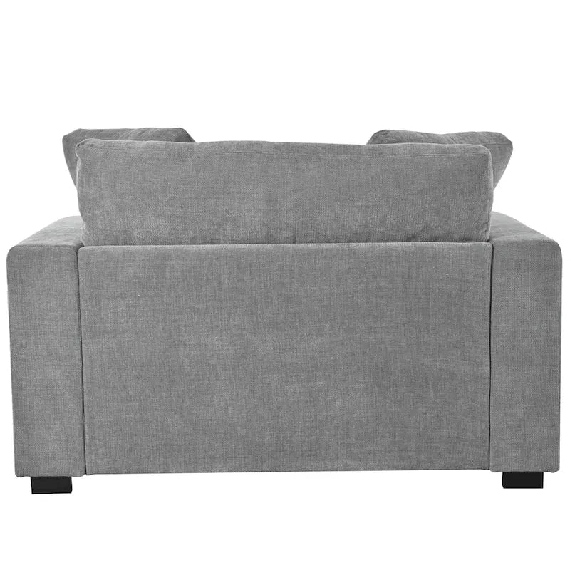 Fauteuil chaise longue gris moderne de 53.5 pouces avec pieds en bois massif et coussins