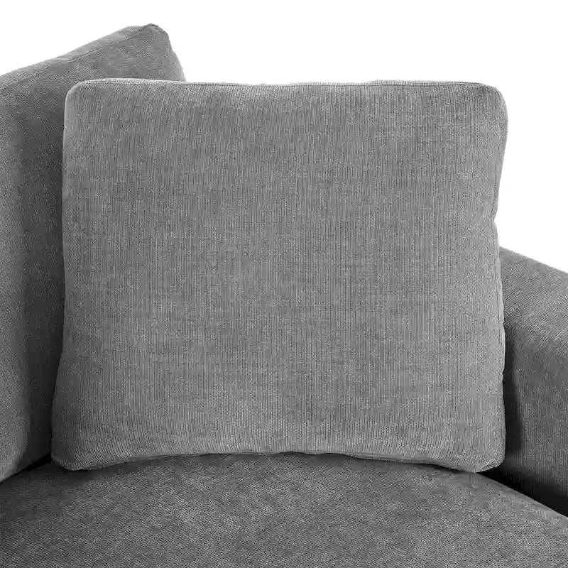 Fauteuil chaise longue gris moderne de 53.5 pouces avec pieds en bois massif et coussins