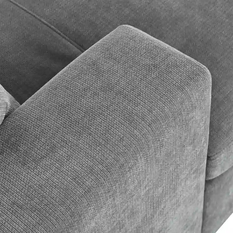 Fauteuil chaise longue gris moderne de 53.5 pouces avec pieds en bois massif et coussins