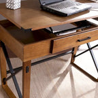 Scrivania Sit-Stand Marrone Regolabile in Altezza, Stile Industriale, 1 Posto