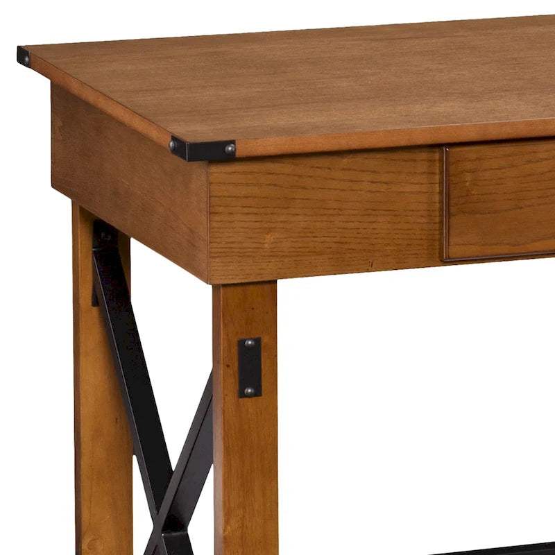 Scrivania Sit-Stand Marrone Regolabile in Altezza, Stile Industriale, 1 Posto