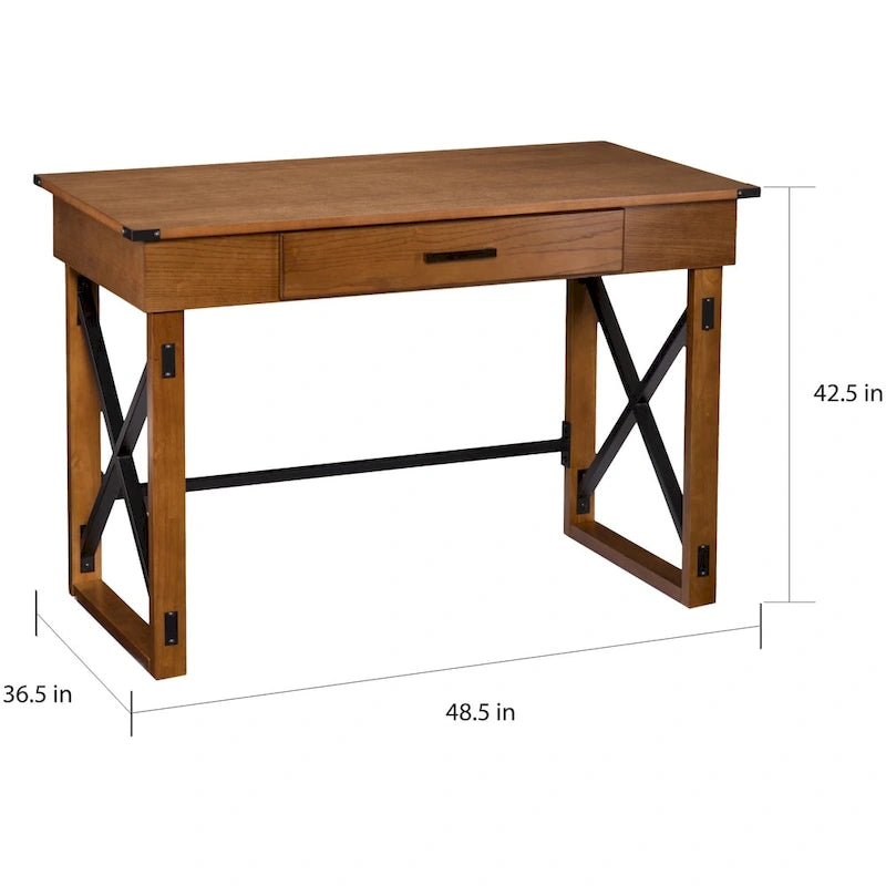 Scrivania Sit-Stand Marrone Regolabile in Altezza, Stile Industriale, 1 Posto