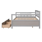 Divano letto full size grigio/espresso/bianco con 2 cassetti, adatto per 1-2 persone