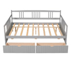 Divano letto full size grigio/espresso/bianco con 2 cassetti, adatto per 1-2 persone