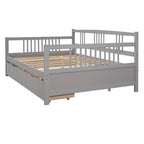 Divano letto full size grigio/espresso/bianco con 2 cassetti, adatto per 1-2 persone