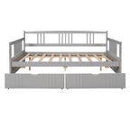 Divano letto full size grigio/espresso/bianco con 2 cassetti, adatto per 1-2 persone
