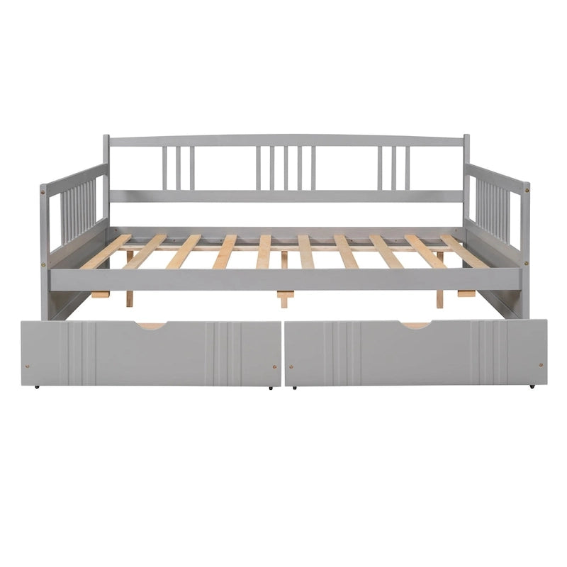Divano letto full size grigio/espresso/bianco con 2 cassetti, adatto per 1-2 persone