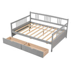 Divano letto full size grigio/espresso/bianco con 2 cassetti, adatto per 1-2 persone