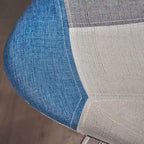 Sedia da pranzo in tessuto patchwork multicolore/blu-grigio, base Eiffel, set da 2