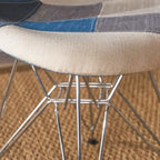 Sedia da pranzo in tessuto patchwork multicolore/blu-grigio, base Eiffel, set da 2