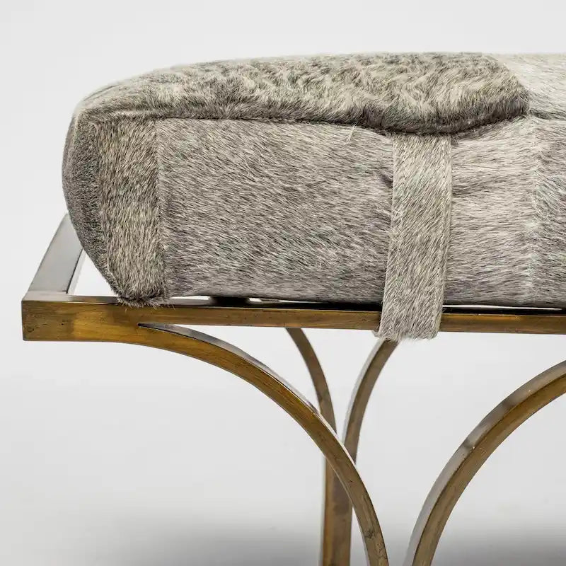 Panca con accenti in pelle marrone e metallo nero, 1 persona