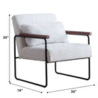 Poltrona singola accentata Mid-Century bianca/marrone, pelle PU