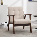 Poltrona singola accentata Mid-Century bianca/marrone, pelle PU