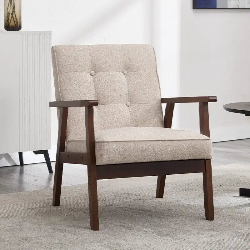 Poltrona singola accentata Mid-Century bianca/marrone, pelle PU