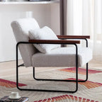 Poltrona singola accentata Mid-Century bianca/marrone, pelle PU