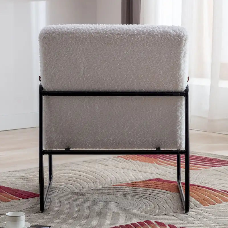 Poltrona singola accentata Mid-Century bianca/marrone, pelle PU