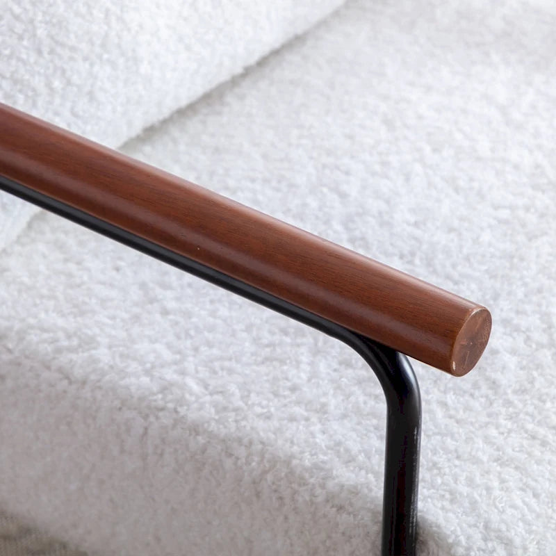 Poltrona singola accentata Mid-Century bianca/marrone, pelle PU