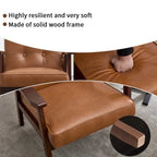 Poltrona singola accentata Mid-Century bianca/marrone, pelle PU