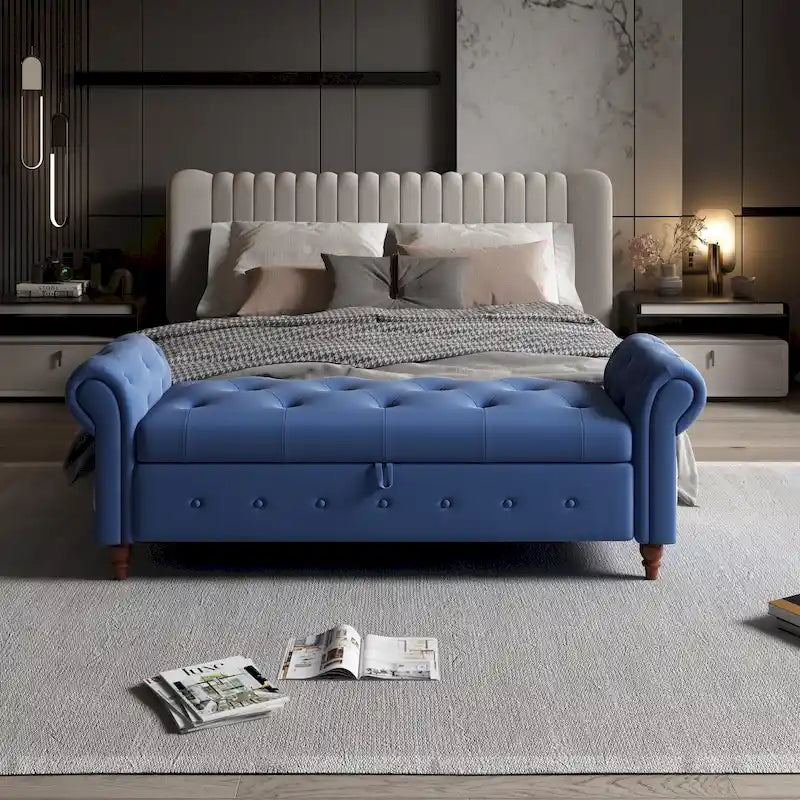 Panca Pouf Contenitore Trapuntata Multicolore con Braccioli Arrotondati – 1 Posto