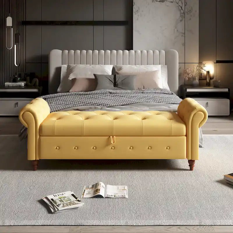 Panca Pouf Contenitore Trapuntata Multicolore con Braccioli Arrotondati – 1 Posto