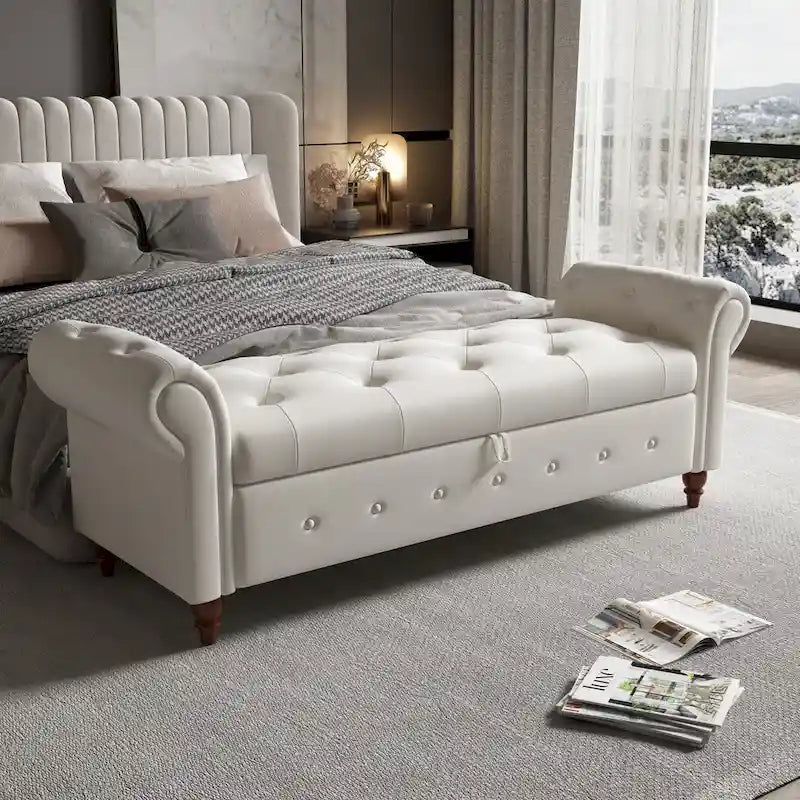 Panca Pouf Contenitore Trapuntata Multicolore con Braccioli Arrotondati – 1 Posto