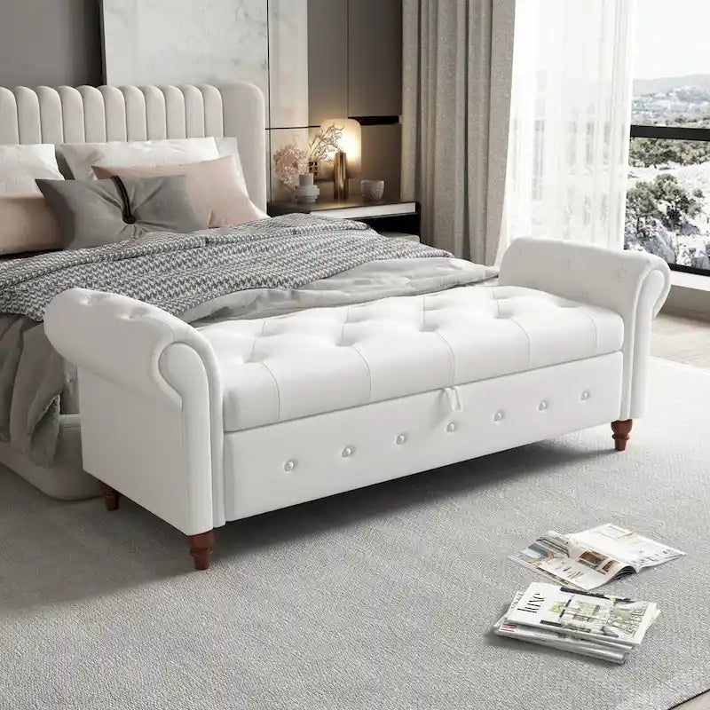 Panca Pouf Contenitore Trapuntata Multicolore con Braccioli Arrotondati – 1 Posto